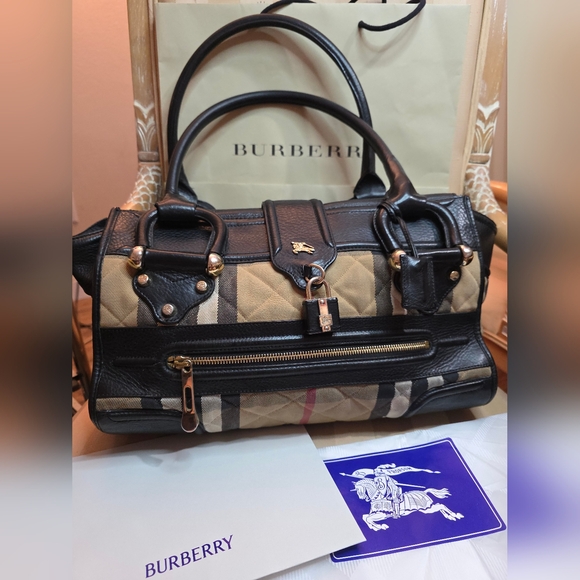 Burberry Handbags - AUTHENTIC BURBERRY MANOR  QUILTED HOUSE CHECK  BAG SATCHEL PURSE Retail $3,950